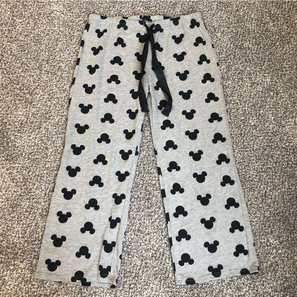 Gray and Black Mickey Mouse Head Pajama Pants - Picture 2 of 8